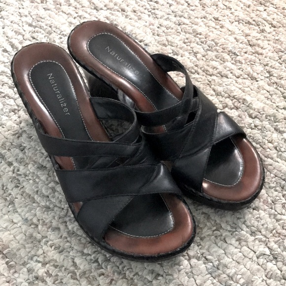 Naturalizer Shoes - Naturalizer Black Leather Wedge Sandals